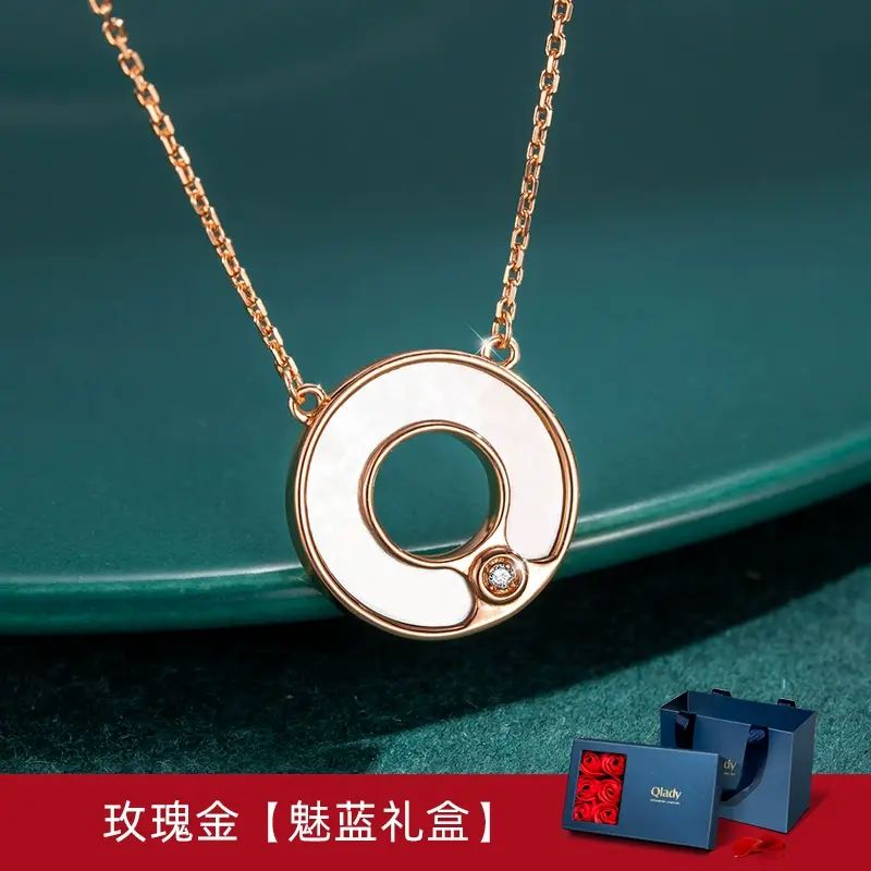 圓環鑽石純銀項鍊輕奢小眾2025年新款女簡約飾品頸鍊鎖骨鏈吊墜