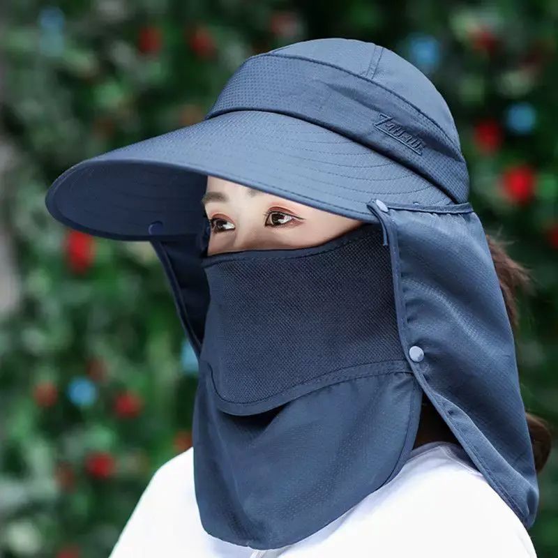 Summer women's sun hat, anti-UV, large brim, multi-functional windproof, face protection, sun prote