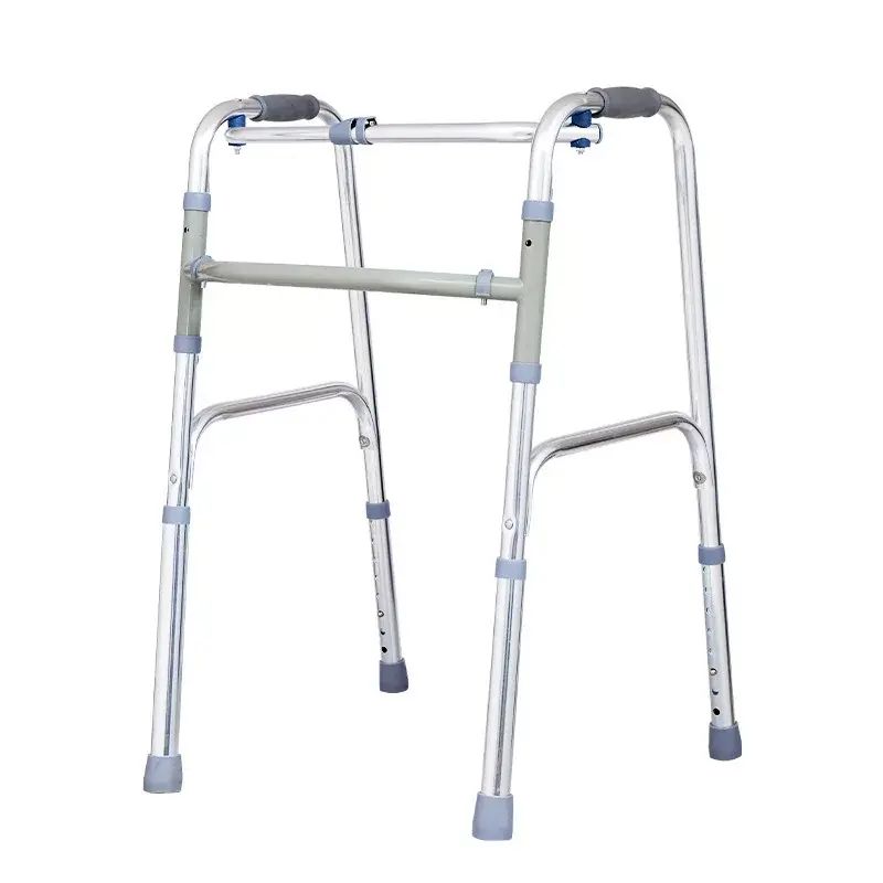 Aluminum alloy sit-on walker, non-slip, four-legged, health-care, foldable walker, fall-proof walke