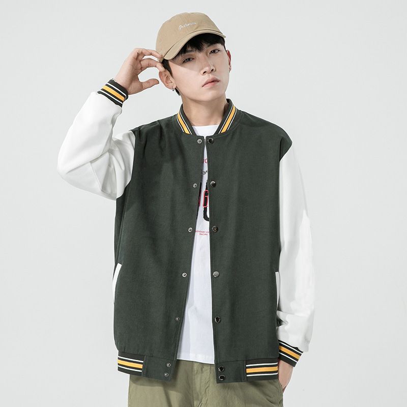 Baseball Uniform Spring Fall New Hong Kong Style Brand Solid Men's Jacket Loose Casual Jacket