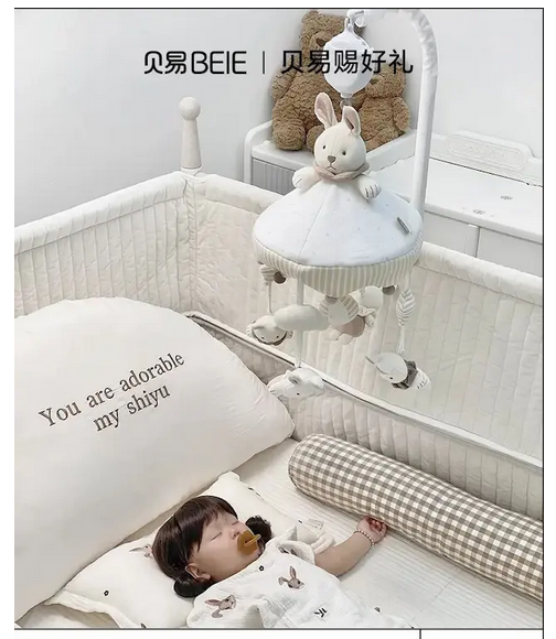 贝易床铃宝宝床头音乐旋转摇铃床上挂件新生婴儿玩具布艺悬挂式