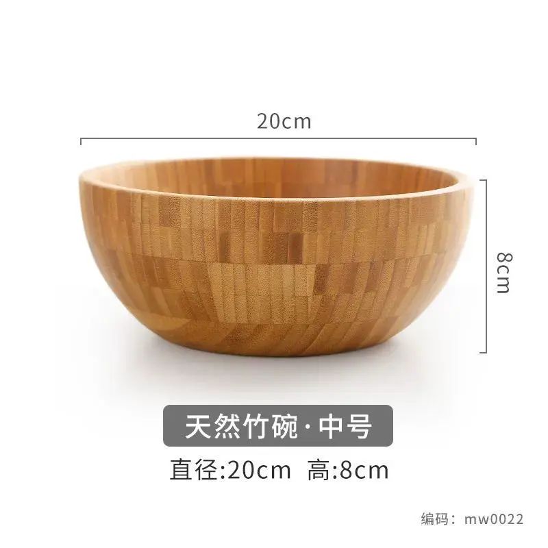 日式沙拉碗竹碗木盆家用廚房拌沙拉揉面和麵圓形木質碗調面膜木碗