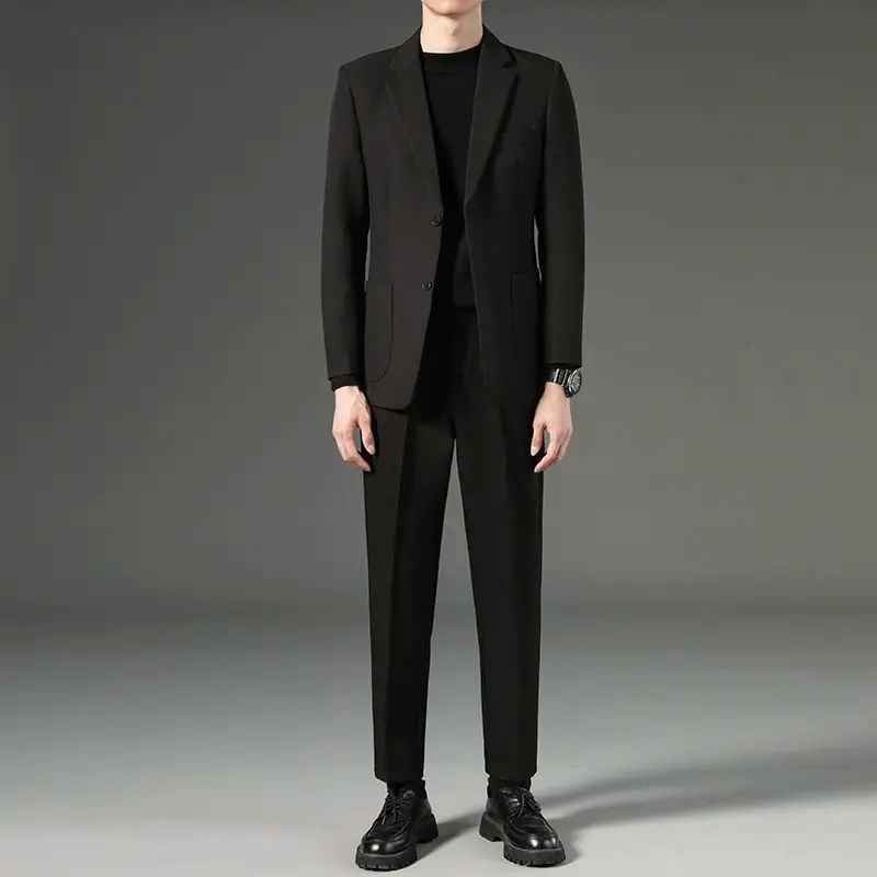 休闲小西装男士韩版修身潮流痞帅气三件套西服套装商务外套九分西