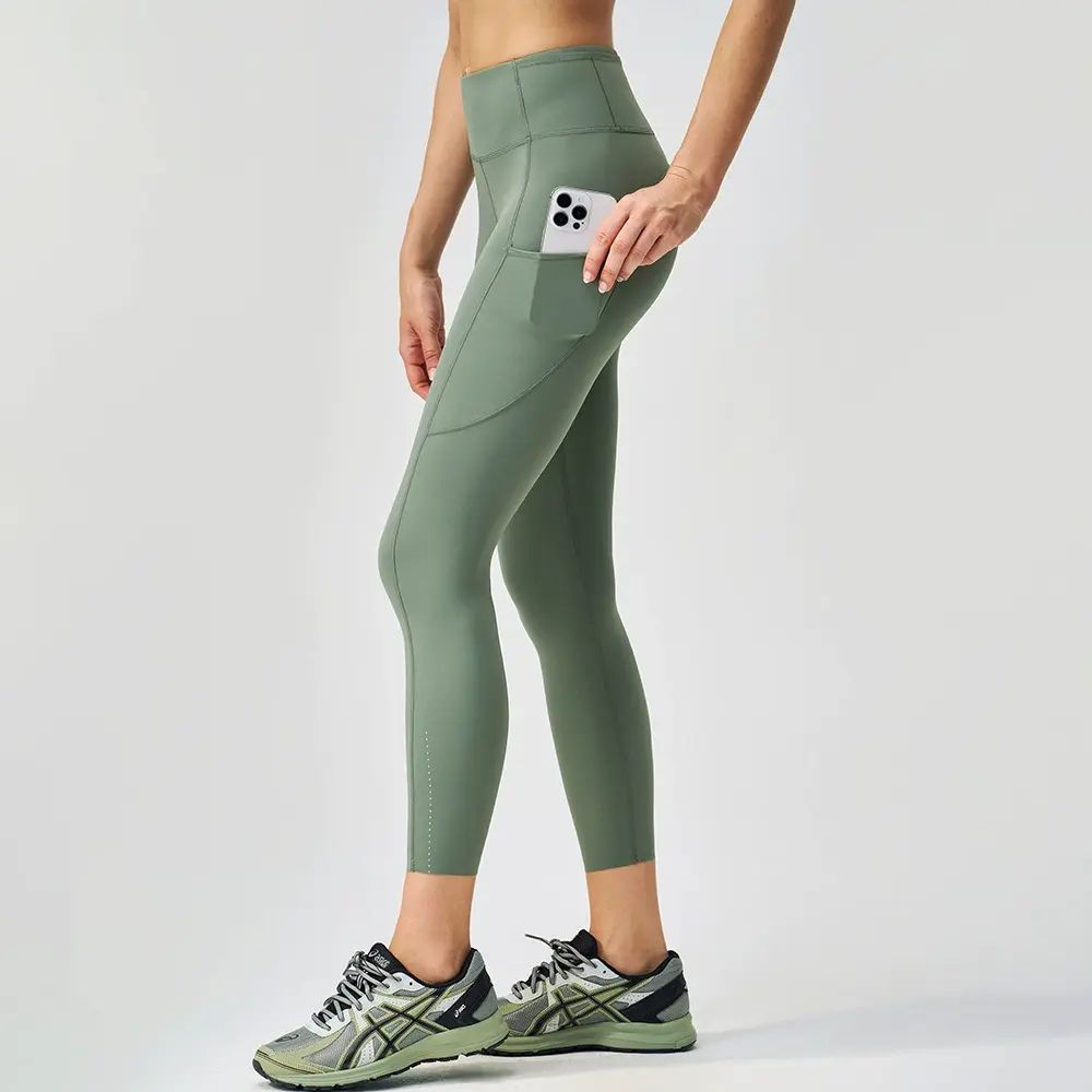 瑜伽紧身裤女高腰提臀速干弹力夜跑反光条户外跑步可裁剪裤脚