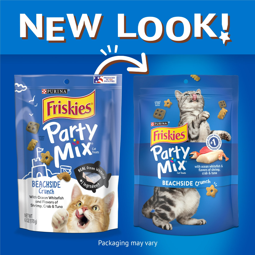 PartyMix 鬆脆海鮮吞拿魚 貓小食 貓零食 (170克/6安士) Purina Friskies 喜躍 Exp:2026-09-30