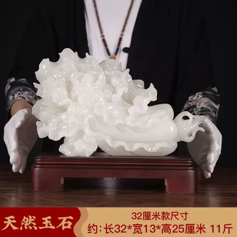 天然玉石白餸擺件辦公室電視家居裝飾品招財客廳玄關喬遷開業禮品