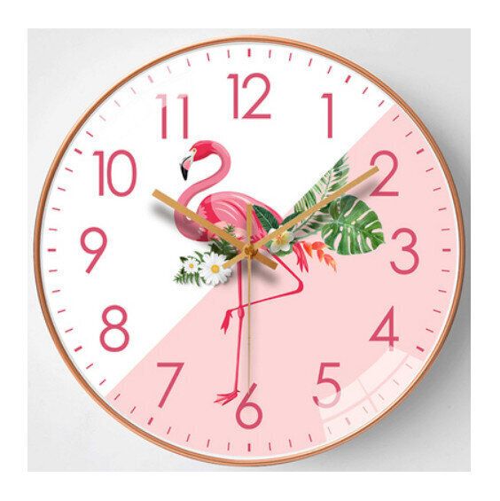 家用石英掛鍾（北歐現代-火烈鳥）【12英寸】