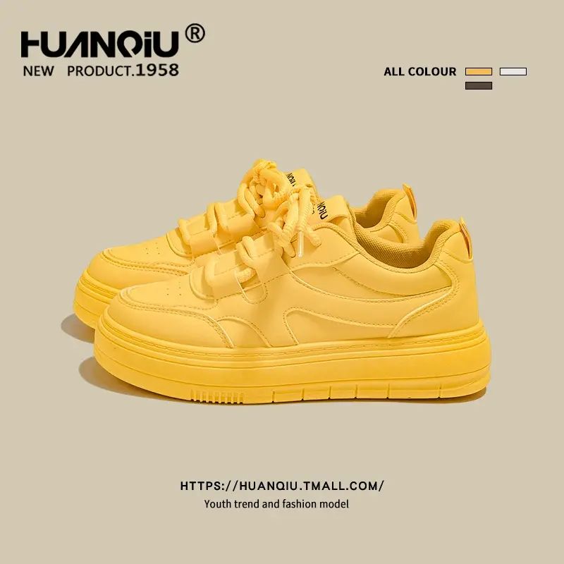环球女鞋柠檬黄小众款小白鞋女2025夏季新款板鞋女透气女士休闲鞋