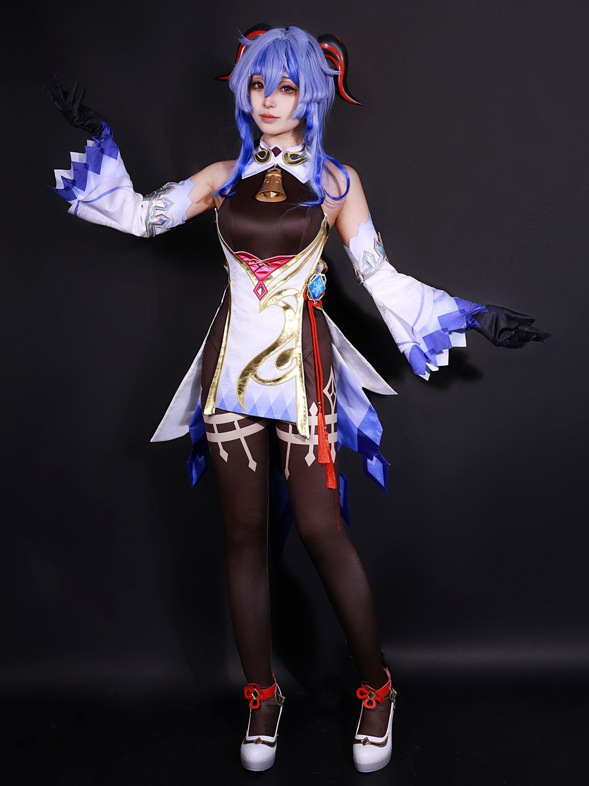 原神高配甘雨cosplay遊戲服裝璃月禦姐中國風甘雨小姐| 顏色: 炭藍色