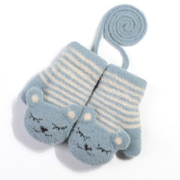 加厚防風連指保暖手套(建議1-4歲  DR39 ；藍色)