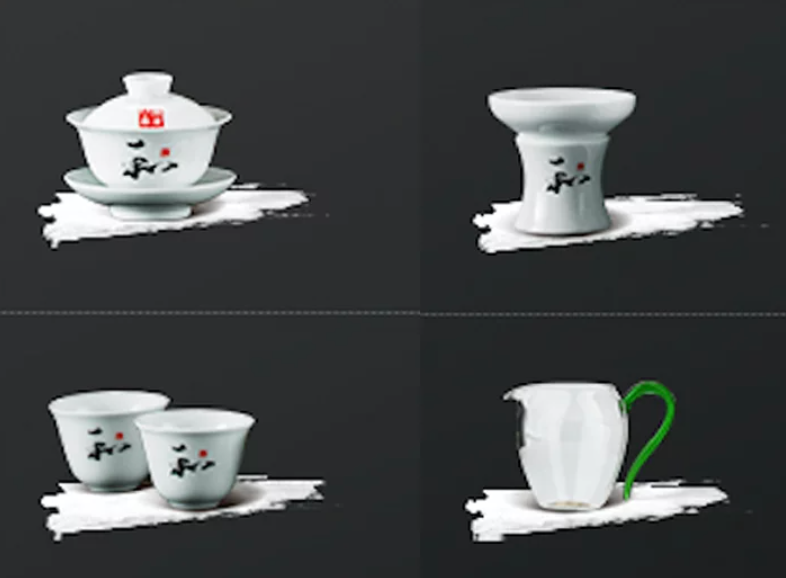 中式和字茶具套組 德化白瓷茶具 泡茶器具(蓋碗1個, 公道杯1個, 茶漏1個, 品茗杯 3只)