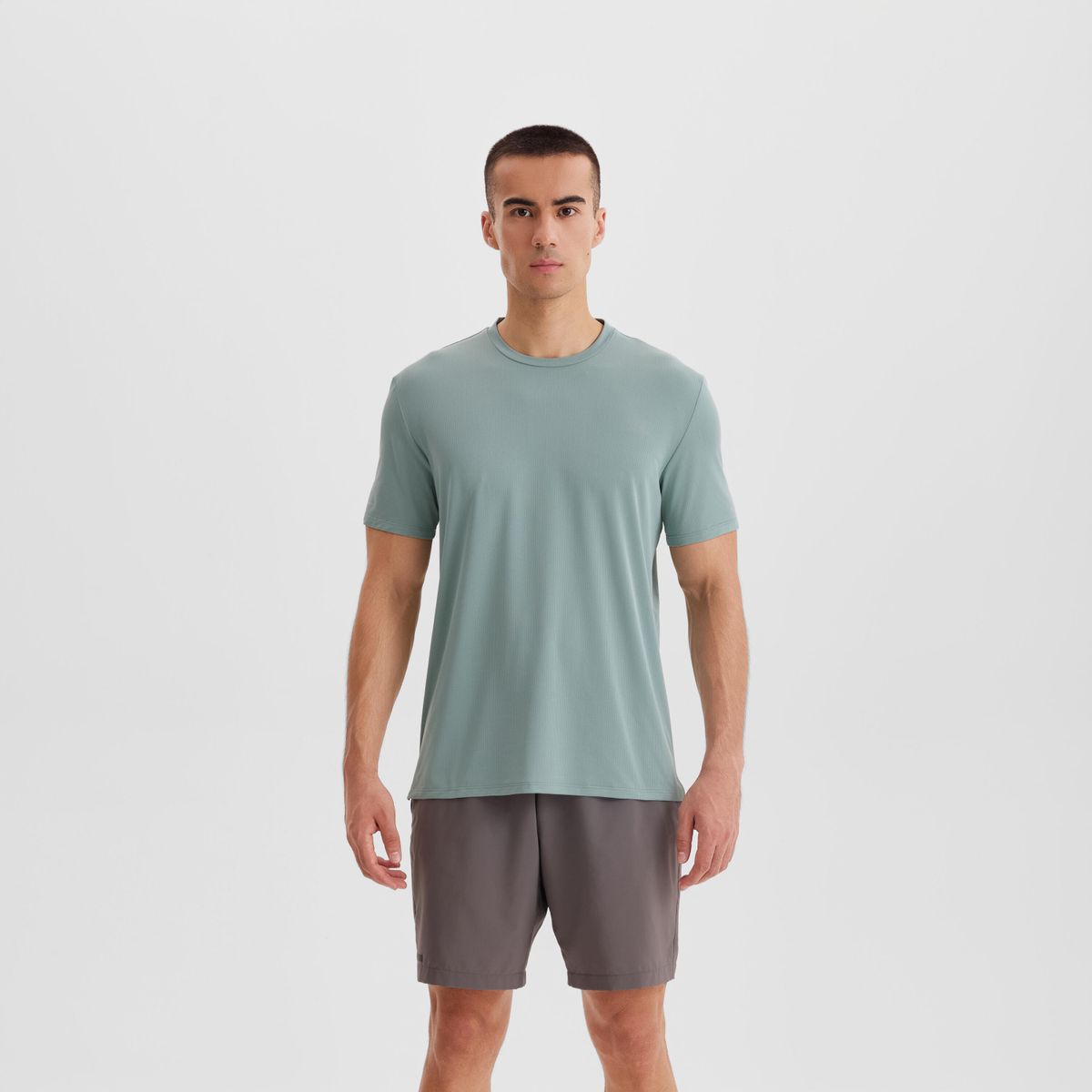 男士透氣快乾跑步T恤 RUN 500 DRY - 銅綠色
