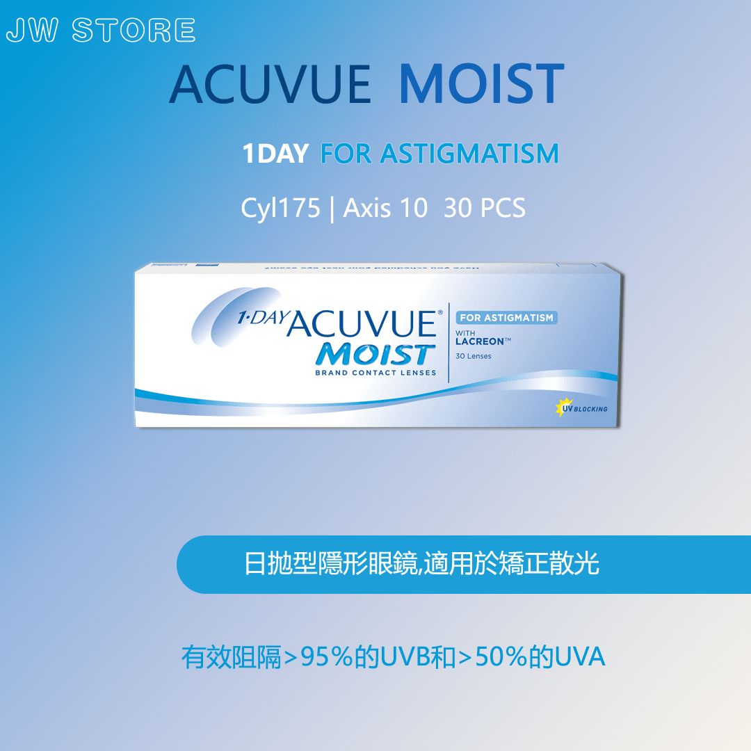 (P:-8.00 Cyl -1.75 Axis 10) 日拋散光隱形眼鏡 1-Day Acuvue Moist for Astigmatism