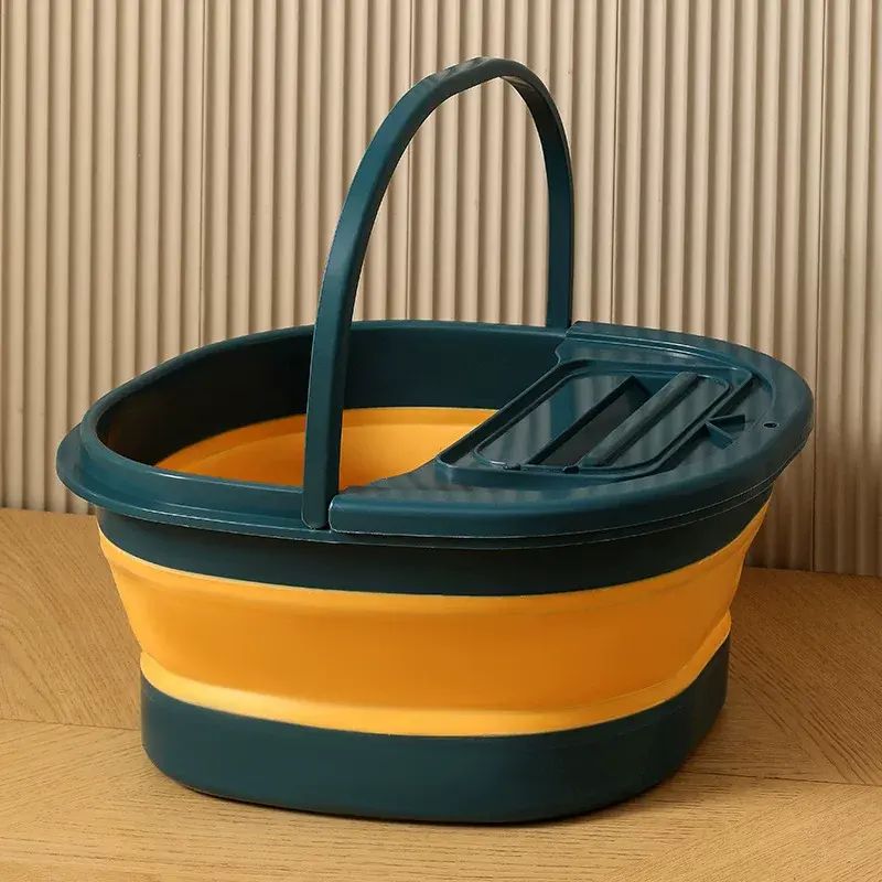 Foldable Foot Bath Tub with Lid for Home Use, Plastic Massage Foot Basin