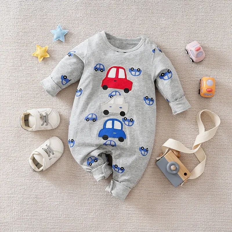 Baby Boy 春裝 卡通小汽車 哈衣衣服 爬服 依爾嬰  夏裝 Com