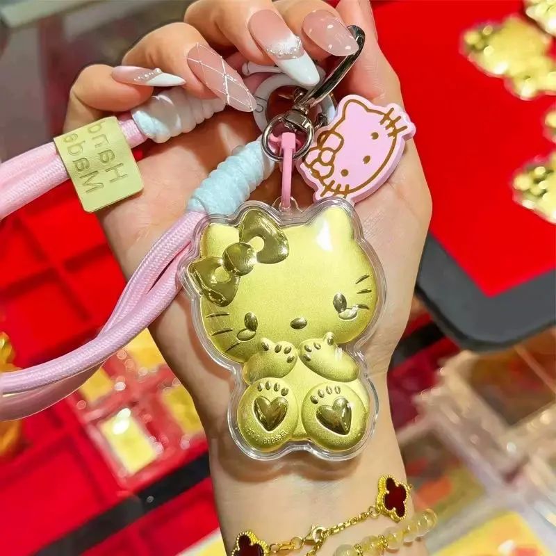 KT貓鑰匙扣仿金招財哈嘍KT貓手提電話掛墜手袋掛件送女友禮物