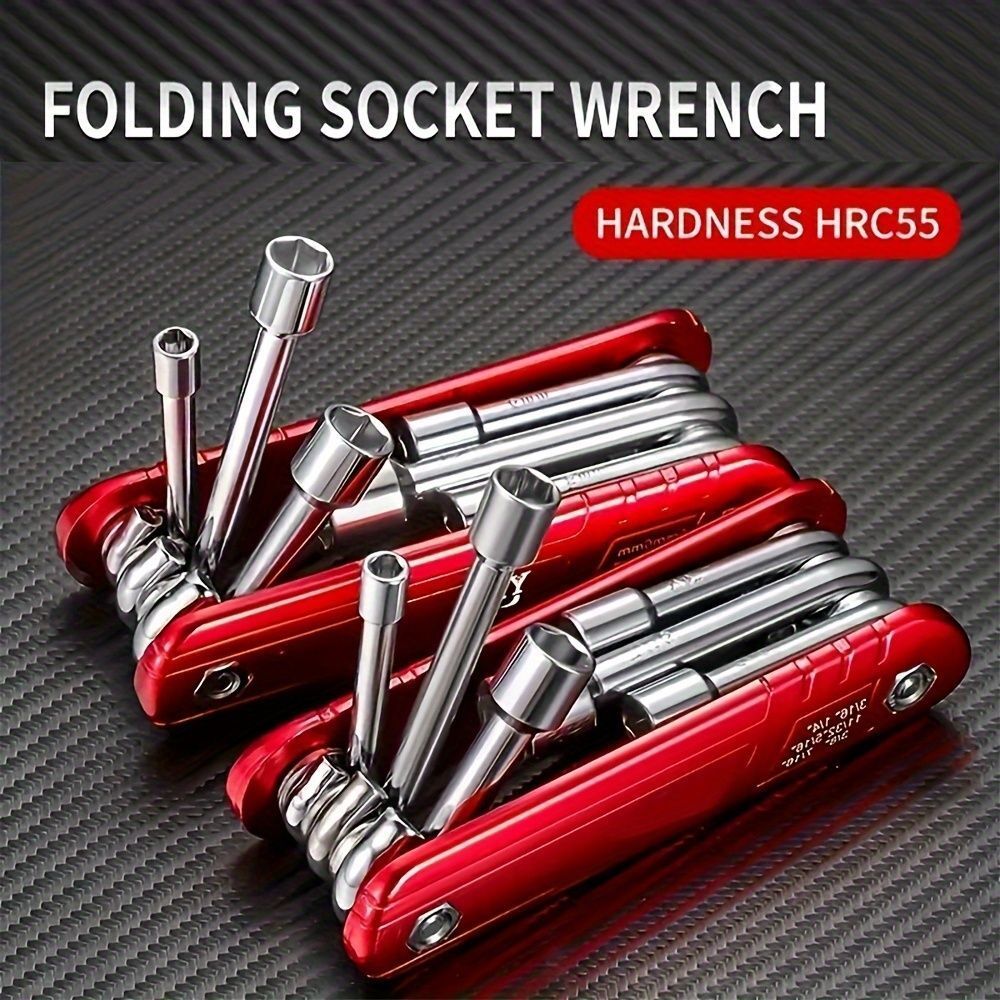 Folding compact hexagon socket wrench - for on-the-go maintenance (imperial)