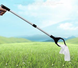 多功能家用清潔夾/ 清潔伸縮夾 /縫隙取物夾 (可折叠,帶磁石) 鋁合金垃圾神器  綠色