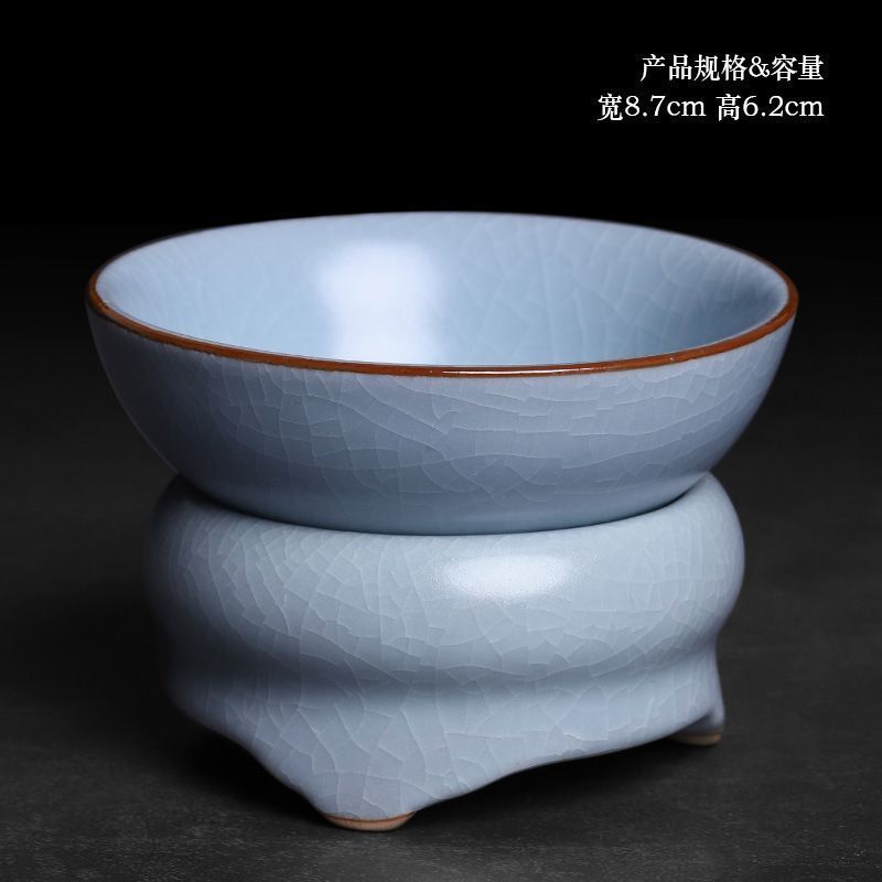 汝窯開片茶漏功夫茶具單個茶葉過濾器家用泡茶茶濾茶隔架子冰裂釉