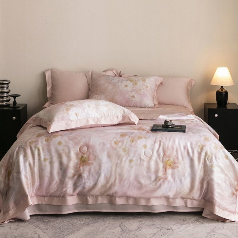 輕柔冷氣被|單人雙人四季被|天絲萊賽爾夏被|兒童卡通被|夏涼被可機洗|大豆纖維被 天仙子-粉 150x200cm