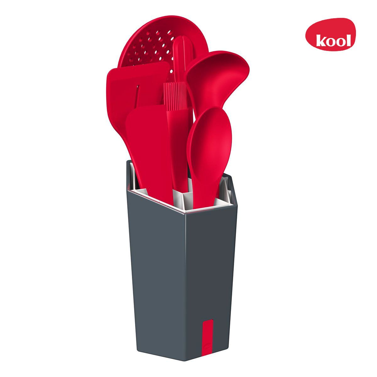 基礎廚具套裝( 包含 矽膠油掃, 矽膠刮刀. 矽膠湯勺. 矽膠湯匙, 矽膠漏杓. 矽膠鍋鏟, 矽膠筷子及刮刀, 廚具和刀具收納座 各一件)