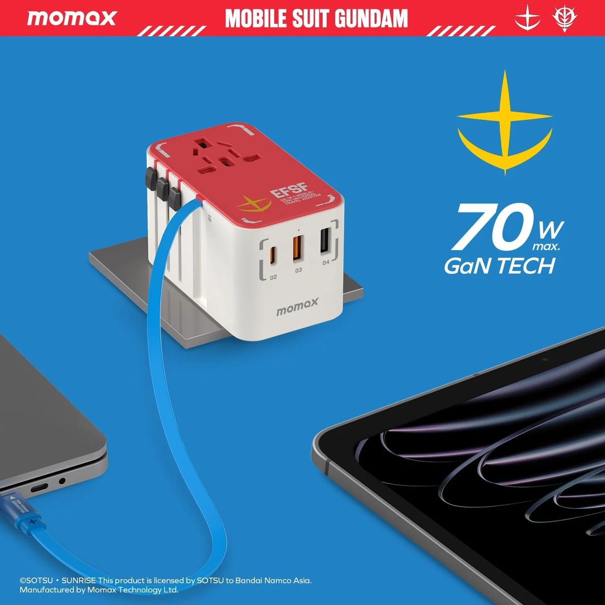 【匿名発送】FJ MOBILE SUIT GUNDAM　ACアダプター付 MOMAX | Mobile Suit Gundam 1-World+ 3-Port Travel GaN