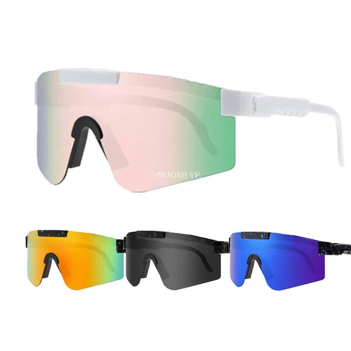 运动太阳眼镜，偏光骑行眼镜，为骑自行车、驾驶、跑步、高尔夫球、棒球和网球设计(粉色)