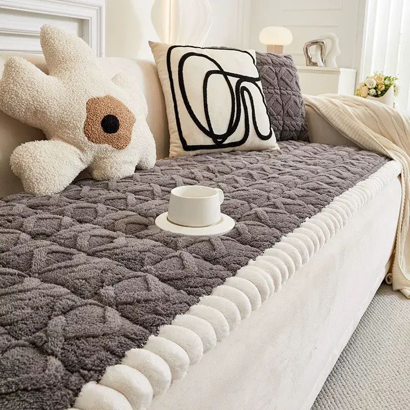 馒头垫手工沙发垫秋冬季毛绒直排坐垫子新款加厚座垫现代简约