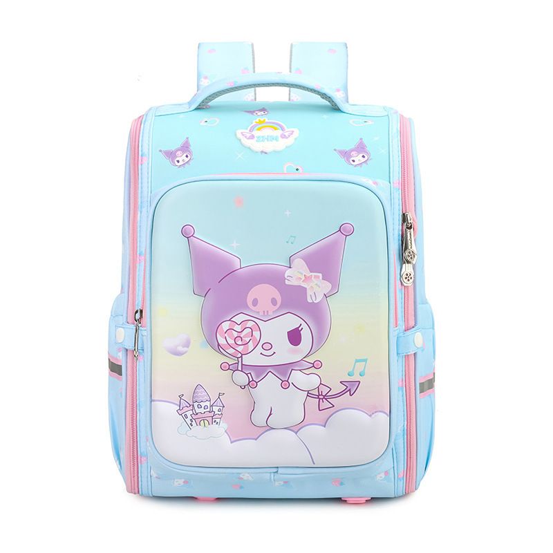 (浅蓝色)时尚潮流双肩包 儿童书包卡通可爱 小学生7-12岁超轻护脊减负一体式双肩包 背包 书包