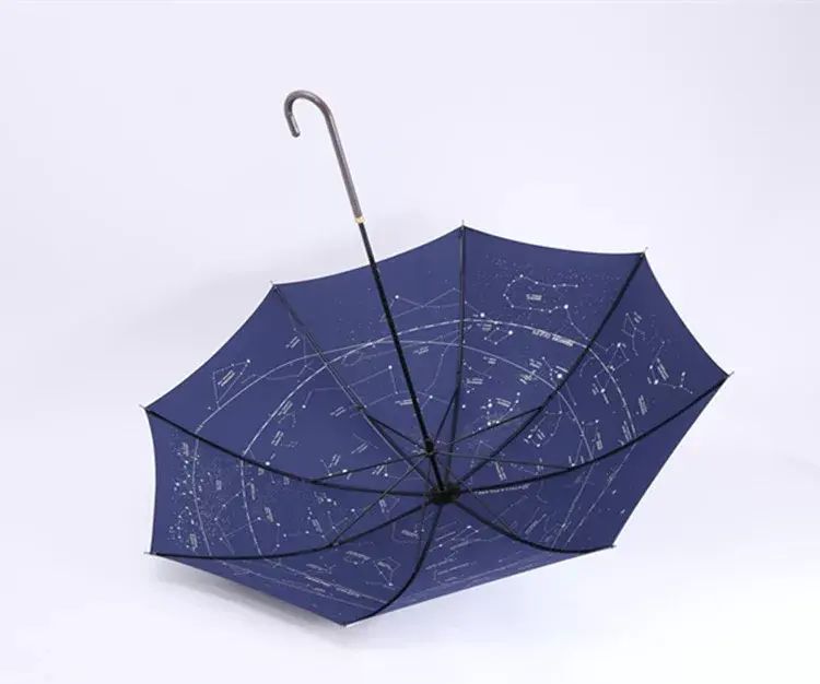 Small fresh straight umbrella silver glue sun protection UV umbrella creative constellation pattern