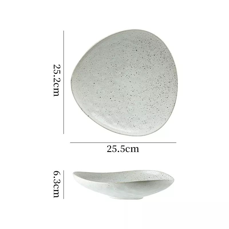 日式复古窑变盘子家用陶瓷沙拉盘实用餐盘汤盘菜盘子深盘三角餐具