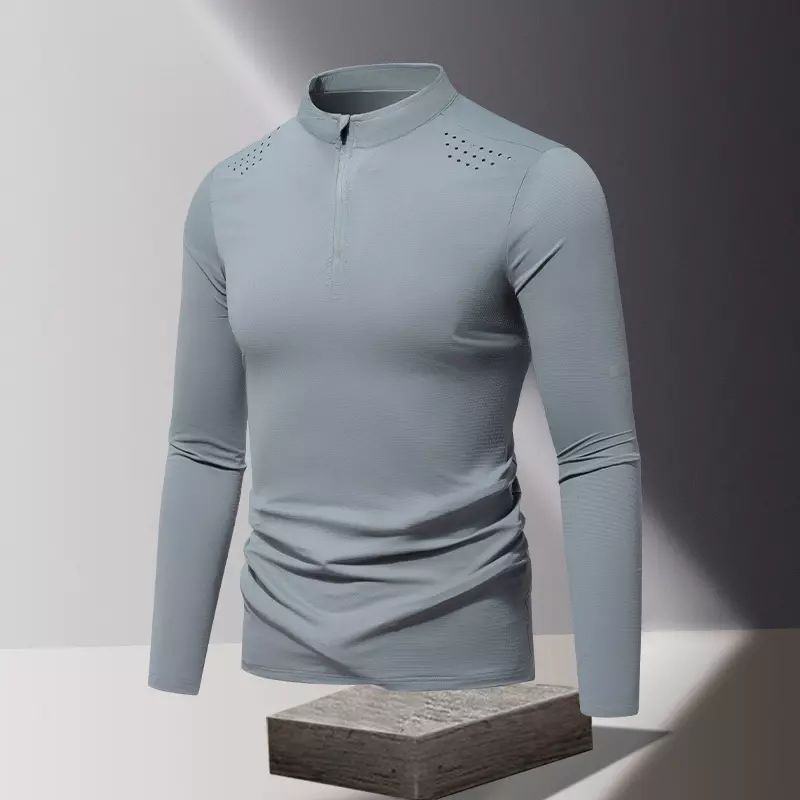 户外运动镂空透气速干衣男春秋季薄款吸汗长袖T恤爬山跑步衣服