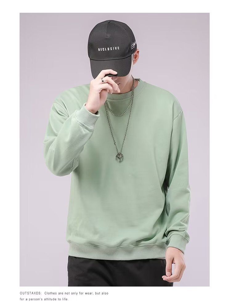 Handsome hoodie new middle-aged men's hoodie collarless casual spring and autumn top high-end loose