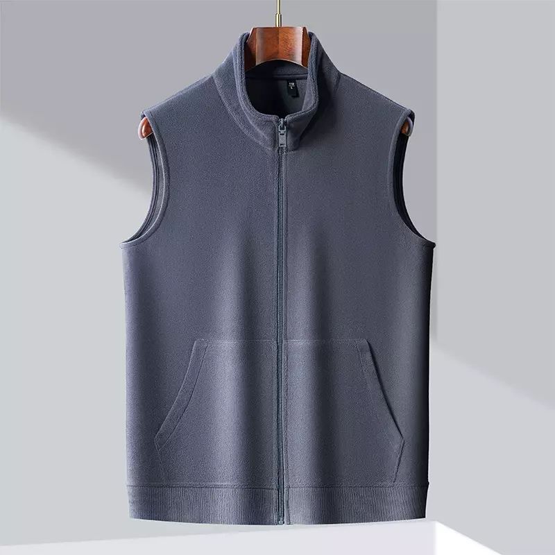 中年抓绒马甲男春秋季商务休闲保暖背心爸爸装双面摇粒绒无袖外套