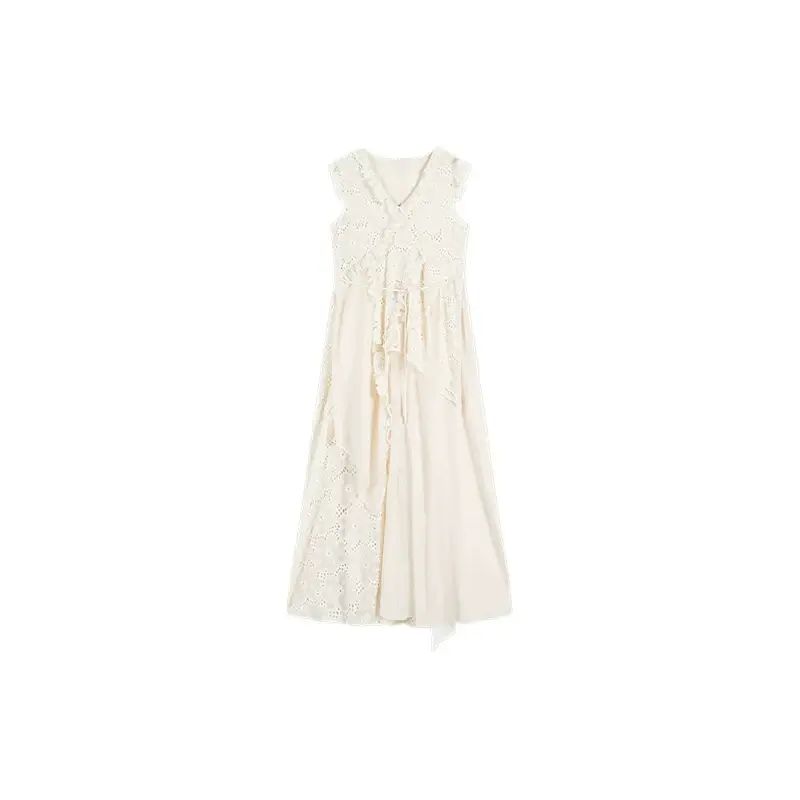 2026 summer new style super beautiful unique beautiful dress white chanel style small flying sleeve