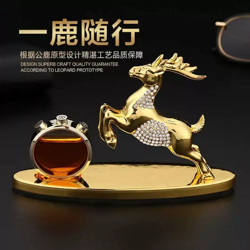 创意合金汽车香水座一路平安车内饰品摆件鹿高档车载摆件一件代发