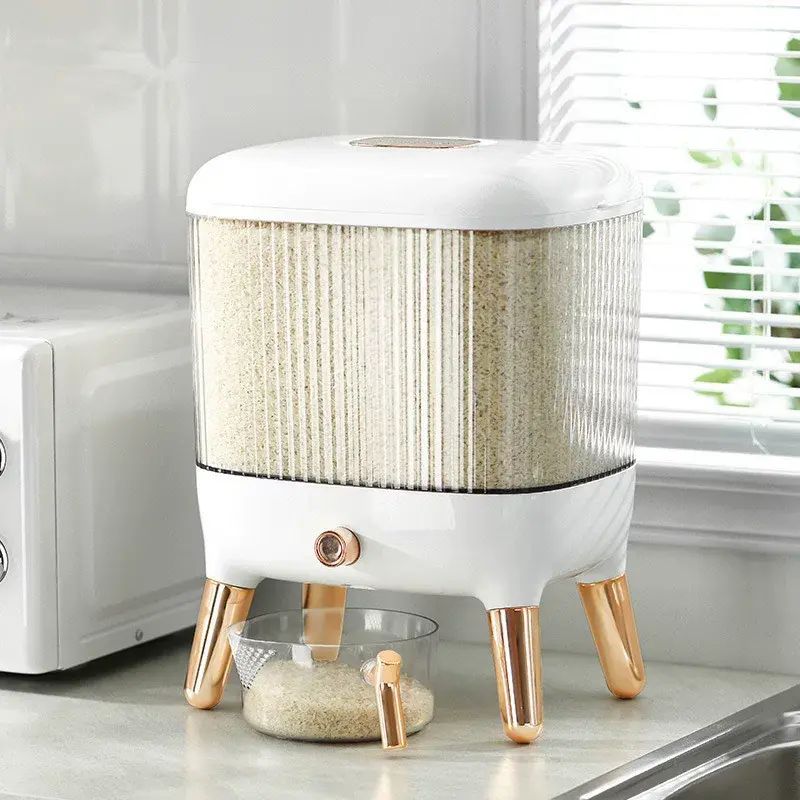 Light luxury rice bucket, kitchen home large capacity insect-proof moisture-proof sealed rice jar, f