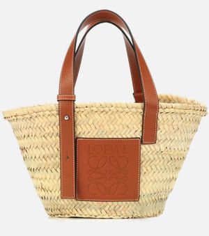 Loewe Small leather-trimmed basket tote