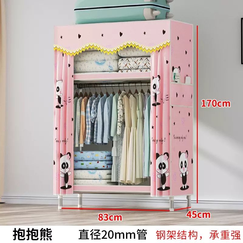 简易衣柜家用卧室布衣柜钢管加粗加厚固结实耐用组装衣橱出租房用