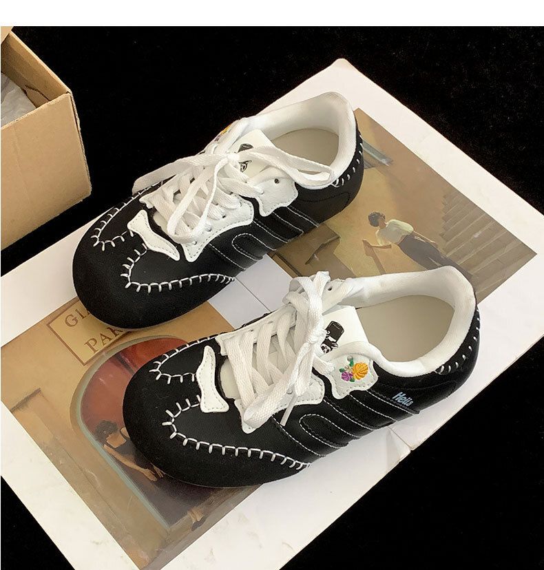 Fashion American vintage all-match round toe flat German trainer women's new spring and autumn
