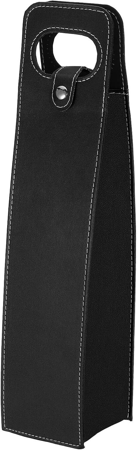 手提礼品酒袋 - 红酒礼盒双支装葡萄酒包装礼品袋红酒手提酒袋开窗镂空红酒盒-黑色单只一个 