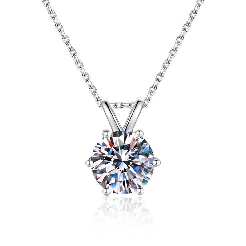 S925 Silver 2CT Six-Claw Moissanite Necklace