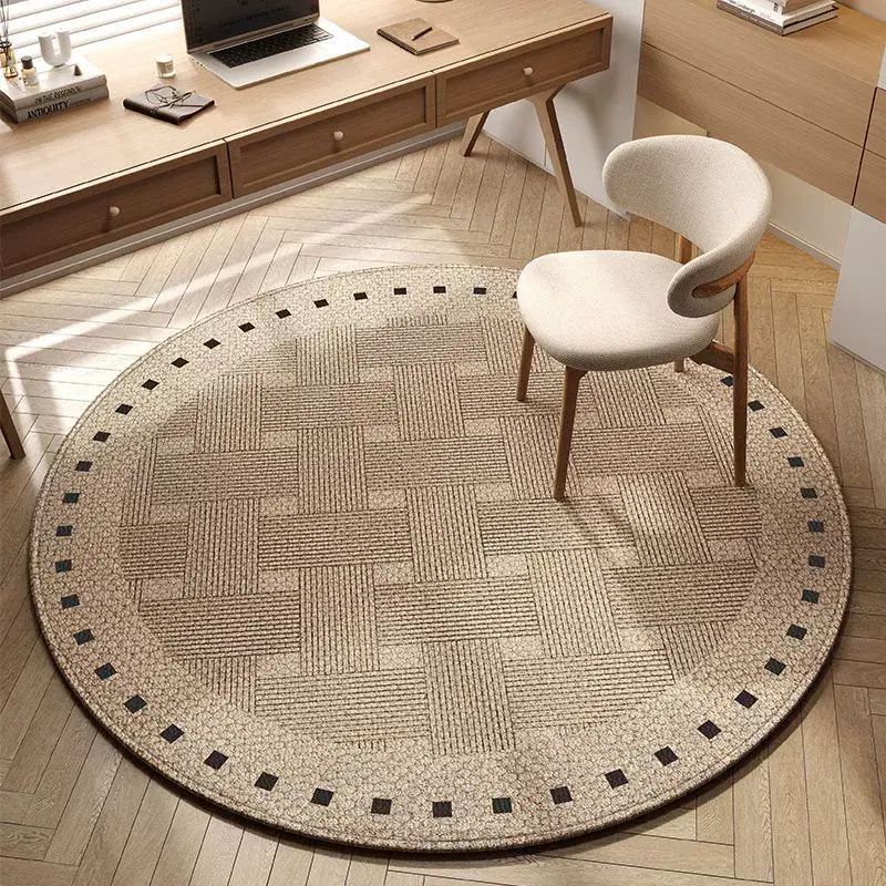 家用高級比利時絨圓毯客廳書房電腦椅圓形地毯更衣室氛圍感踩腳墊