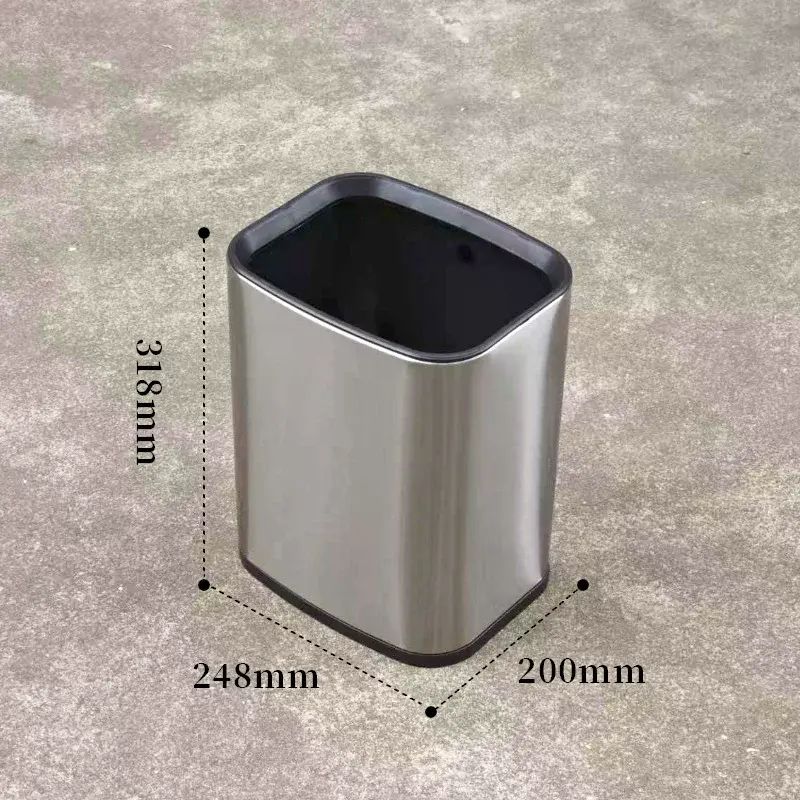 Large stainless steel trash can without lid Hotel hotel bed and breakfast foot bath bathroom office