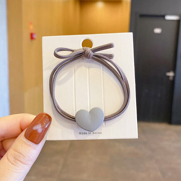 兒童愛心小橡皮筋 頭繩 髮繩 髮圈 髮飾（5灰色愛心咖色皮筋）#03 #N02_073_774(D1-3)