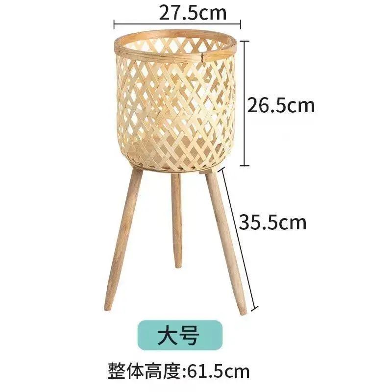 田園木質落地花架花盆架草編花籃地面裝飾客廳陽臺花器綠蘿架專