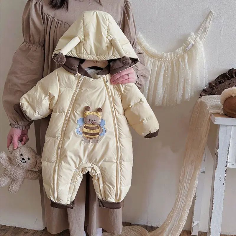 嬰幼兒連身衣 寶寶印花洋氣連體服 冬季嬰兒抱衣加厚 爬爬衣#2438