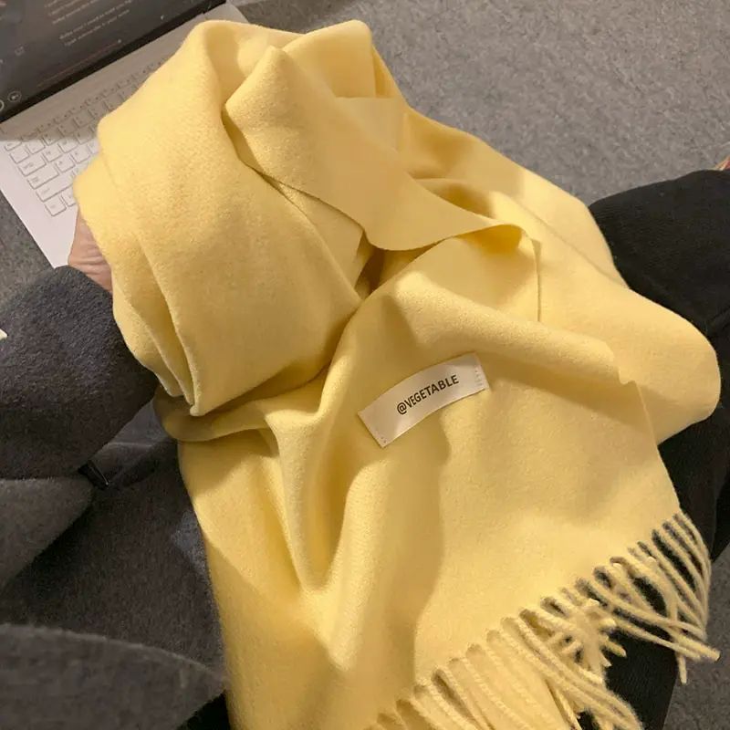 软糯羊绒蓝色针织围巾女冬季2025新款韩系氛围感小巧百搭围脖护颈