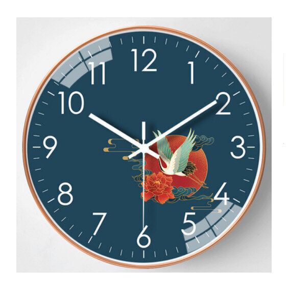 家用簡約石英掛鍾（閑雲孤鶴-金框）【12英寸】