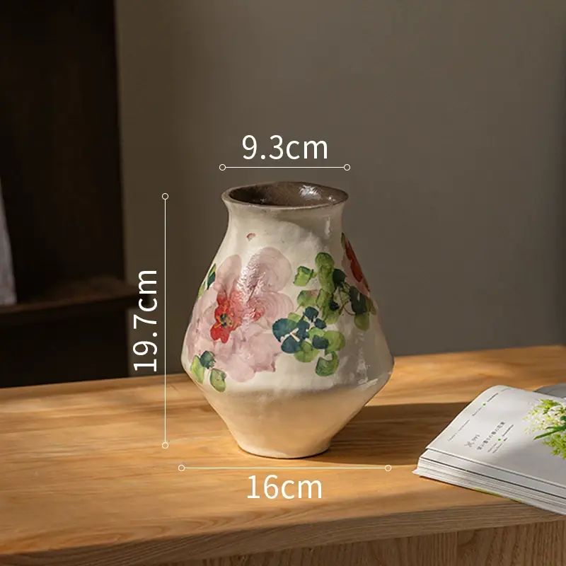 掬涵新中式陶瓷花樽擺件客廳水培插花景德鎮高階感復古侘寂風陶罐